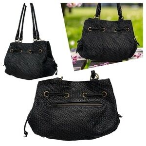 The Sak Black Woven Hobo Bag